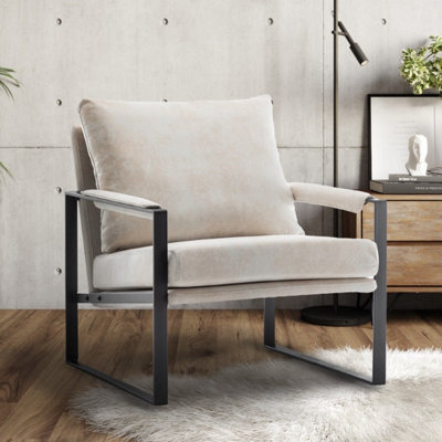 Faux Leather Suede Cream Graziana Accent Chair from B&Q