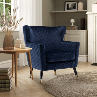 Velvet Navy Blue Alessia Accent Chair from B&Q