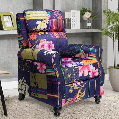 Fabric Purple Patchwork Mary Manual Recliner Chair from B&Q