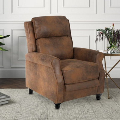 Recliner Manual Chair In Brown Faux Leather Suede from B&Q