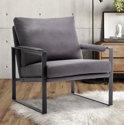 Faux Leather Suede Grey Graziana Accent Chair from B&Q