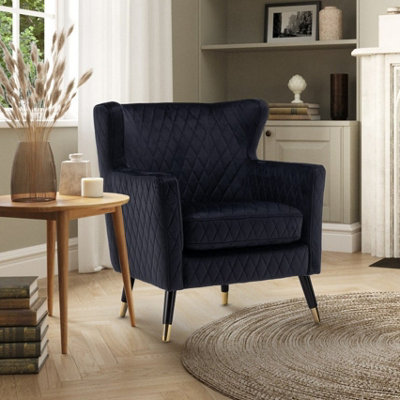 Velvet Black Alessia Accent Chair from B&Q