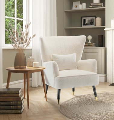 Teddy Boucle Fabric White Accent Chair from B&Q
