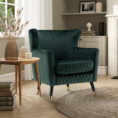 Velvet Bottle Green Alessia Accent Chair from B&Q