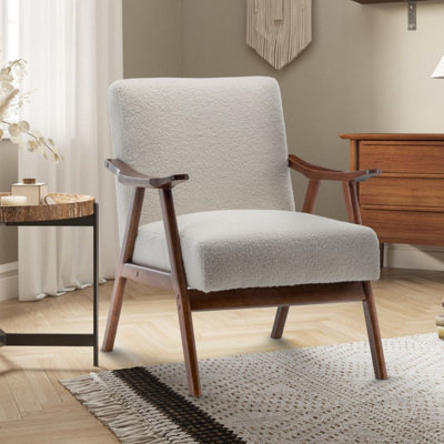 Teddy Boucle Fabric White Selma Accent Chair from B&Q