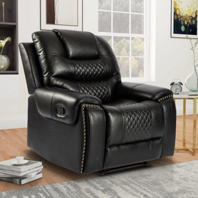 Recliner Manual Chair In Black Faux Leather from B&Q