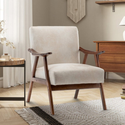 Faux Leather Suede Cream Selma Accent Chair from B&Q
