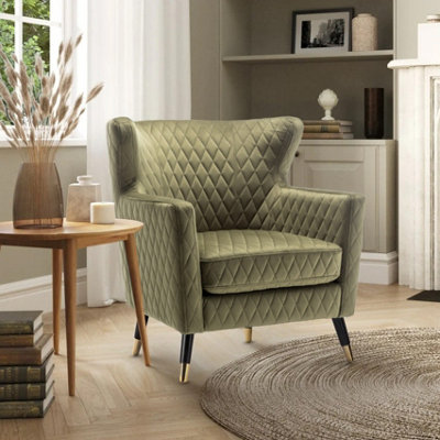 Velvet Sage Green Alessia Accent Chair from B&Q