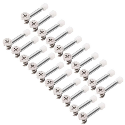 OKODOKO 20 Sets Flat Pack Furniture Connector Cam BoltsNuts & Dowels With 35mm Rods For CabinetWardrobe & Drawer Assembly from B&Q