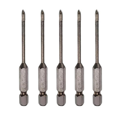 OKODOKO 5Pcs Titanium Coated Masonry Drill Bits For Concrete Brick Ceramic Tile Triangle Tip Drill Bits With 1/4" Hex Shank 3mm Diameter