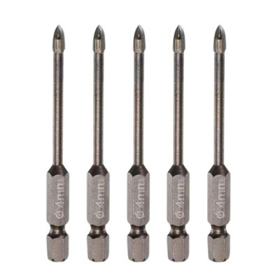 OKODOKO 5Pcs Titanium Coated Masonry Drill Bits For Concrete Brick Ceramic Tile Triangle Tip Drill Bits With 1/4" Hex Shank 4mm Diameter