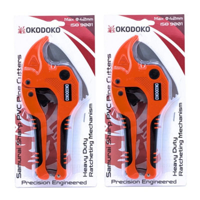 OKODOKO 2X Ratcheting Pipe Cutters 42mm Diameter For PvcPex & Ppr Plastic Pipe / Hoses from B&Q