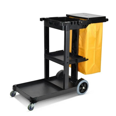 OKODOKO Cleaning Cart Trolley With BagMop/brush Holders & Shelves Professional Janitor from B&Q