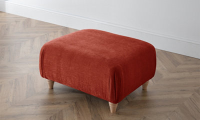 Sofas Express Apricot Red Wood Leg Manhattan Footstool from B&Q