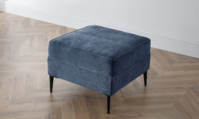 Sofas Express Navy Blue Metal Leg Manhattan Footstool from B&Q