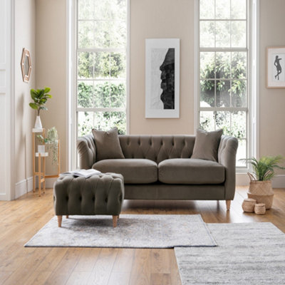  - Sofas Express Carlton Mushroom Brown Velvet  3 Seater Sofa