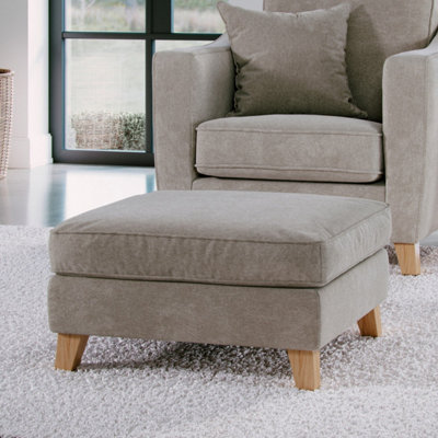 B&Q -  Florence Chenille Footstool In Stone