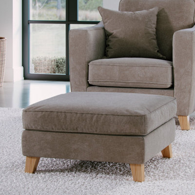 B&Q -  Florence Chenille Footstool In Fossil