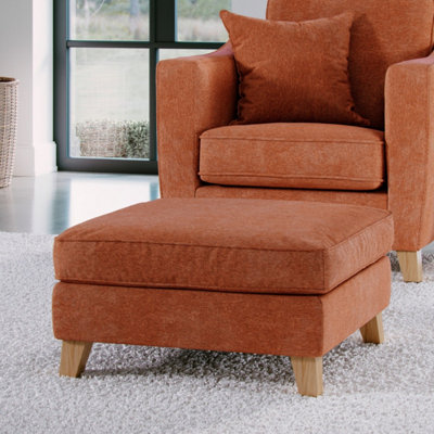 B&Q -  Florence Chenille Footstool In Terracotta