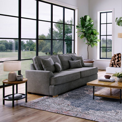 The Great Sofa Company Oriana 3 Seater Chenille Sofa Steel from B&Q