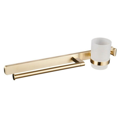 B&Q -  Auro Towel RingHook And Tumbler Holder Brushed Brass Aqau52442