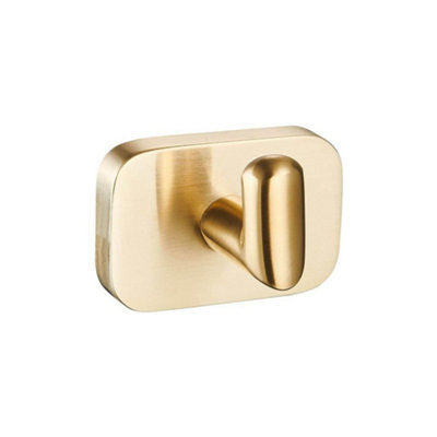B&Q -  Auro Single Robe Hook Brushed Brass Aqau52446