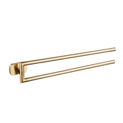 B&Q -  Auro Double Split Towel Rail Brushed Brass Aqau52456