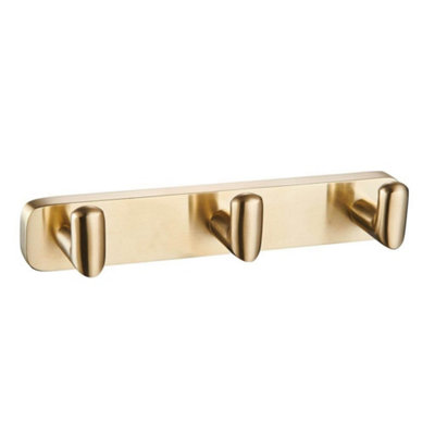 B&Q -  Auro Triple Robe Hook Brushed Brass Aqau52458