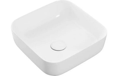 Aquarius V-Series 3 Square 0Th Vessel Wash Bowl 400mm Matt White from B&Q