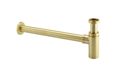 Aquarius Ft Round Modern Basin Bottle Trap Brushed Brass from B&Q