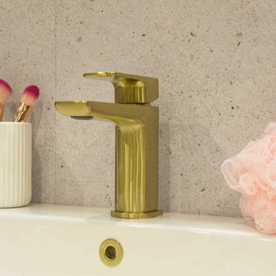 Aquarius Hydro Mono Basin Mixer Tap Inc Waste Brushed Brass from B&Q