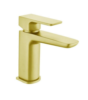 Aquarius Hydro Mini Mono Basin Mixer Tap Inc Waste Brushed Brass from B&Q