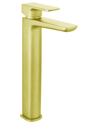 Aquarius Hydro Tall Mono Basin Mixer Tap Brushed Brass from B&Q