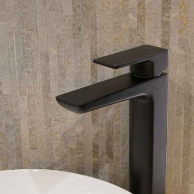 Aquarius Hydro Tall Mono Basin Mixer Tap Matt Black from B&Q