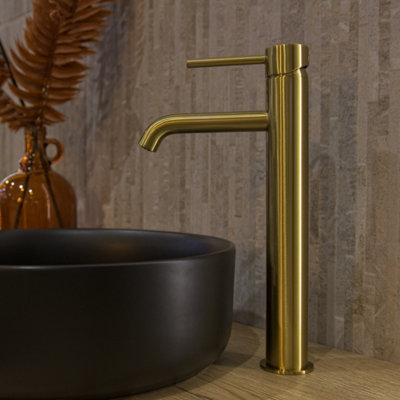 Aquarius Rf-Series Tall Mono Basin Mixer Tap Brushed Brass from B&Q