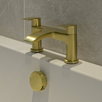 Aquarius Arc Bath Filler Mixer Tap Brushed Brass from B&Q