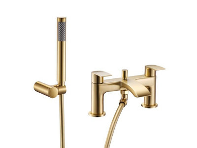 Aquarius Arc Bath Shower Mixer Tap Inc Kit Brushed Brass from B&Q