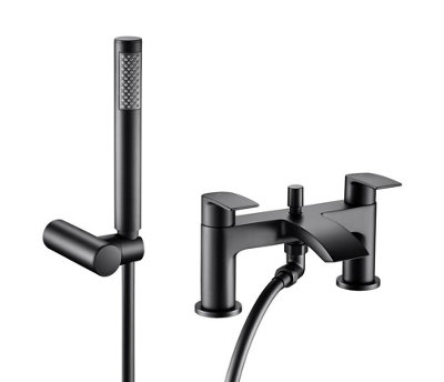 Aquarius Arc Bath Shower Mixer Tap Inc Kit Matt Black from B&Q