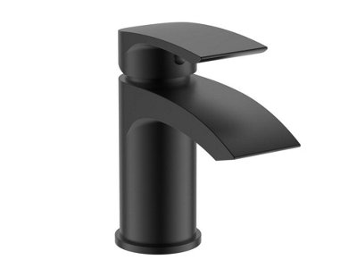 Aquarius Arc Mono Basin Mixer Tap Inc Waste Matt Black from B&Q