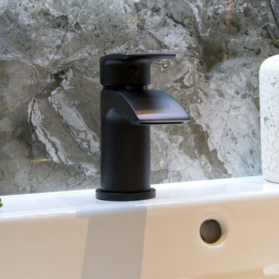 Aquarius Arc Mini Mono Basin Mixer Tap Inc Waste Matt Black from B&Q