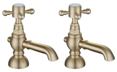 B&Q -  Chic Bath Pillar Taps Brushed Brass