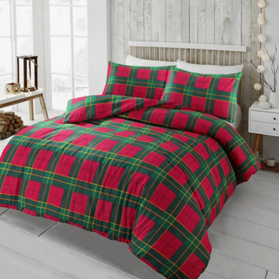 Kampala Hill Flannelette Tartan Check Brushed Cotton Duvet Cover Set Bedding Set Single Grey