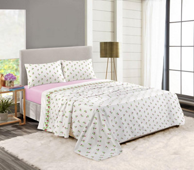 Kampala Hill Rosebud Brushed Cotton Flannelette Sheet Set