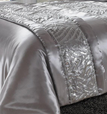 Kampala Hill Shimmer Bed Runner Sequin Embellished Bedding Grey