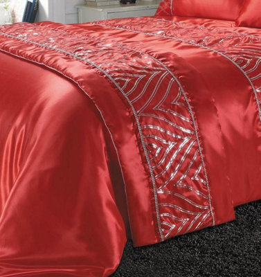 Homespace Direct Ltd Red Kampala Hill Shimmer Bed Runner Sequin Embellished Bedding
