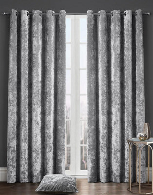 Kampala Hill Light/Silver Crushed Velvet Filtering Curtains 66X54"