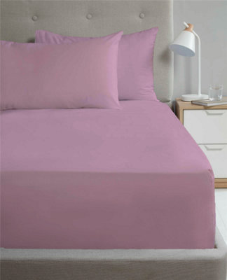 Kampala Hill Percale 16 Inch Deep Fitted Sheet Lilac from B&Q
