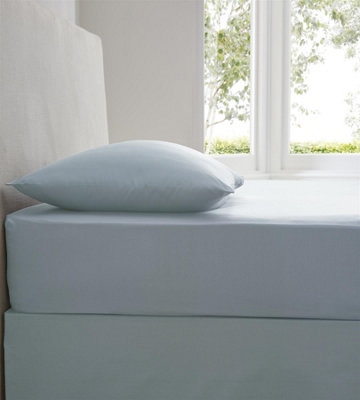Kampala Hill Percale 16 Inch Deep Fitted Sheet Sky Blue