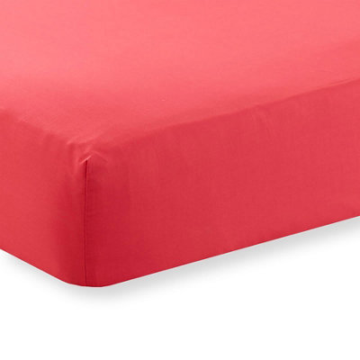 Kampala Hill Percale 16 Inch Deep Fitted Sheet Red