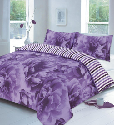 Homespace Direct Ltd Roses Duvet Cover Set, Size Super King Red